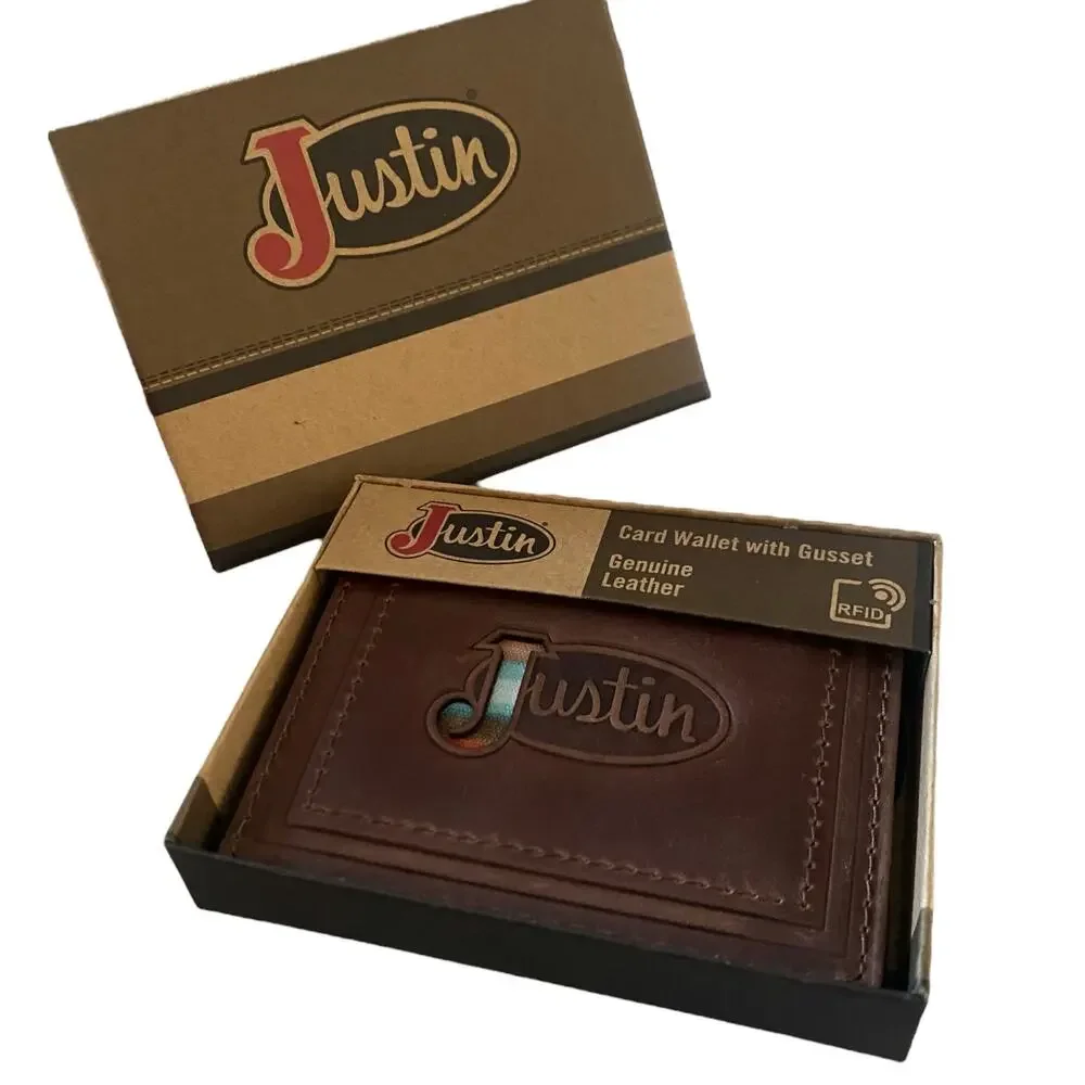 NWT Men’s JUSTIN Front Pocket Genuine Leather Brown RFID Card Wallet 2122825W7